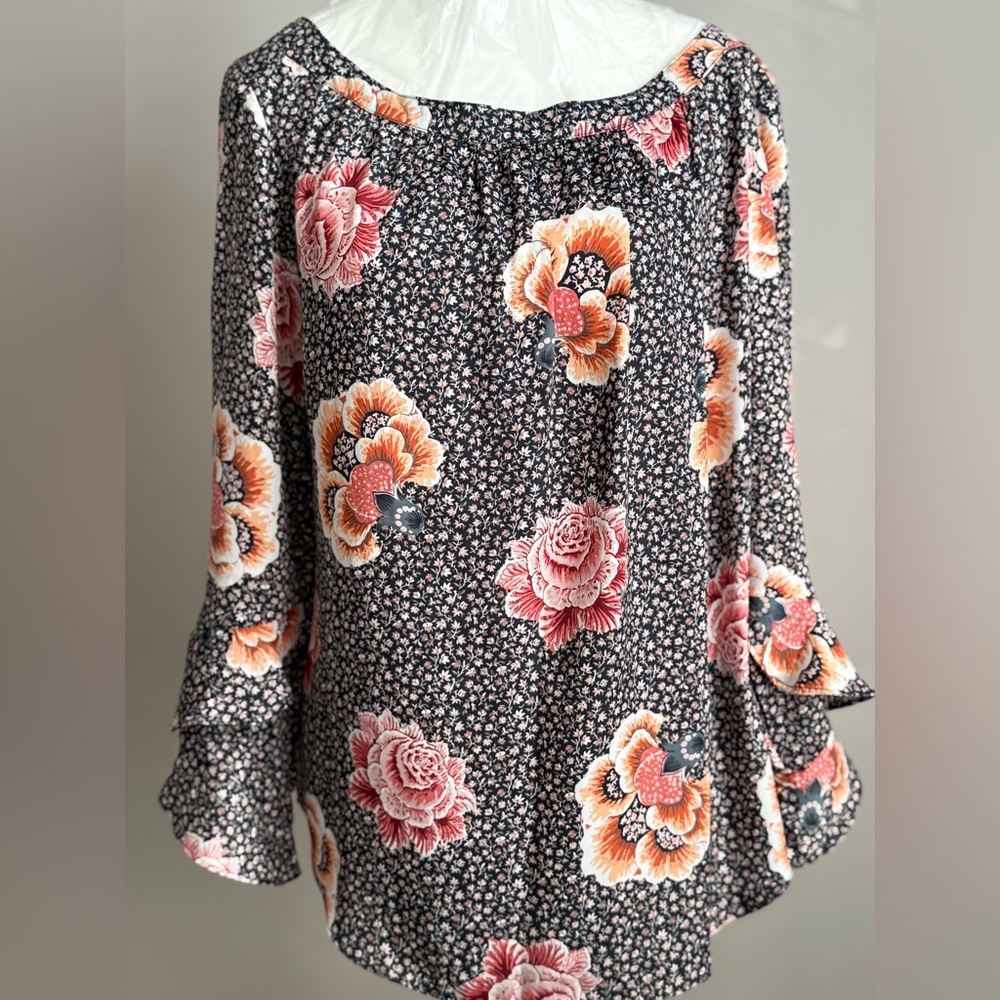 NWT- LOFT - Blue and Pink Floral Blouse